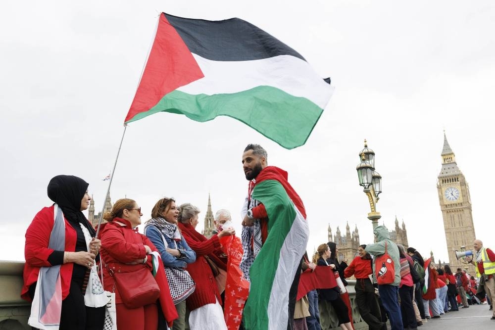 Pro-Palestine protesters in UK call for Israel arms embargo and sanctions