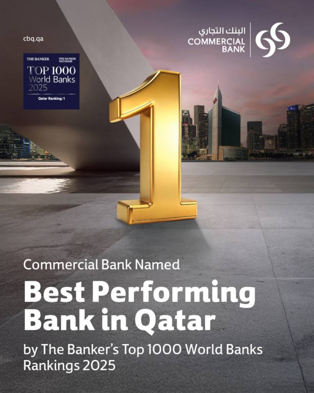 CB named best performing bank in Qatar by The Banker's ranking