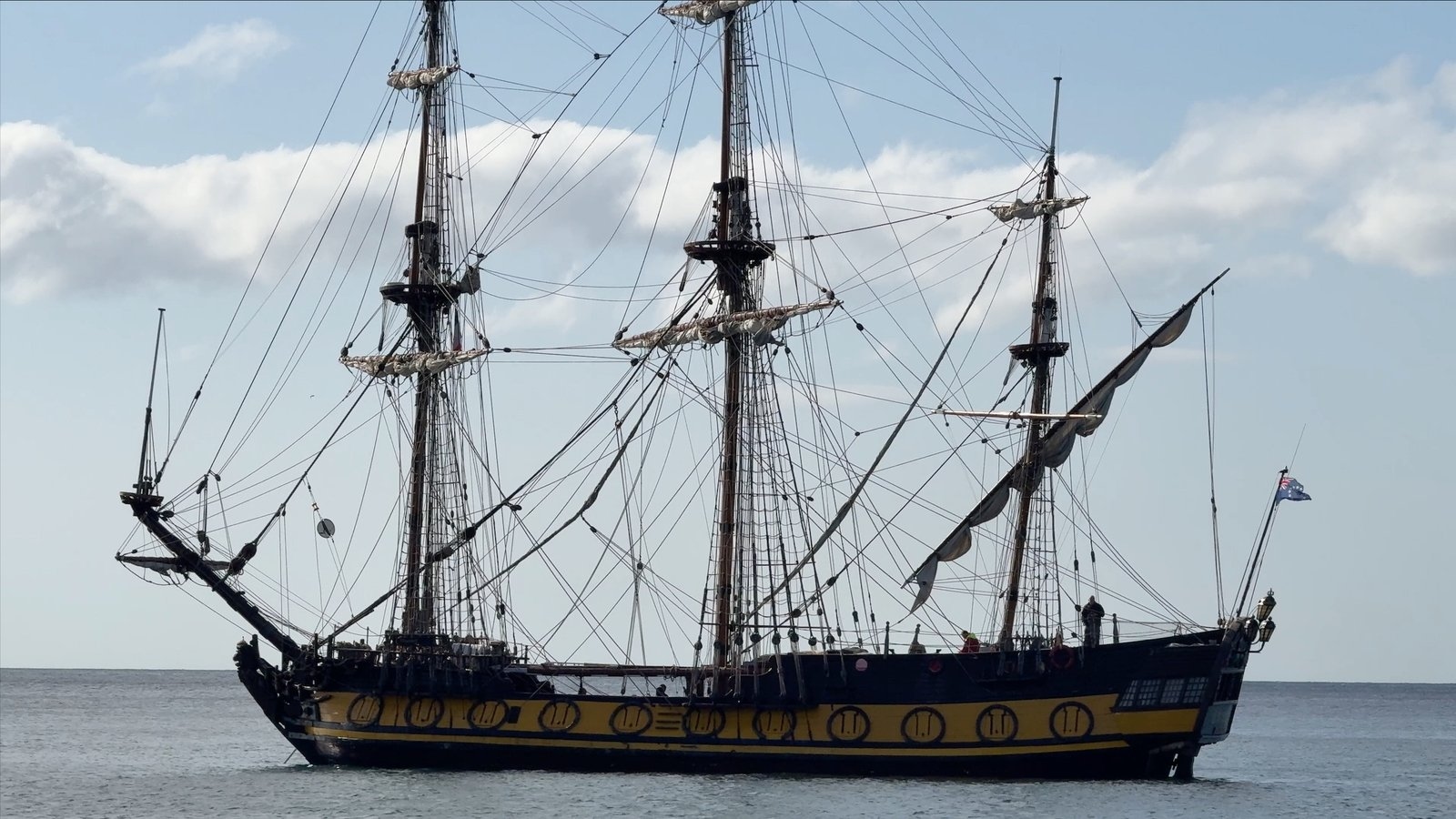 Controversial replica of Peter the Great flagship anchors off Dublin coast
