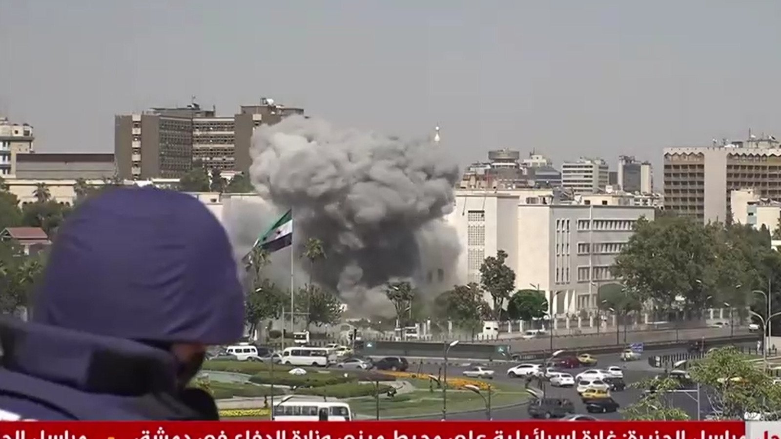 Watch: Moment strikes hit in Damascus as reporter live on air