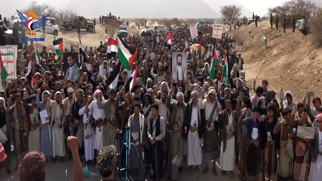 Massive rallies in Marib in solidarity with Gaza & readiness to confront aggression