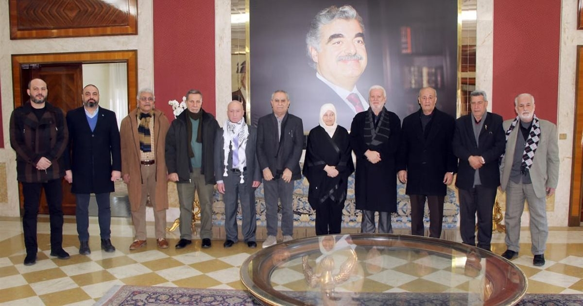 بهية الحريري التقت فتحي أبو العردات مع وفد من فصائل منظمة التحرير الفلسطينية
