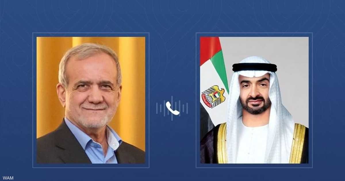 رئيس دولة الإمارات يبحث مع الرئيس الإيراني مستجدات المنطقة
