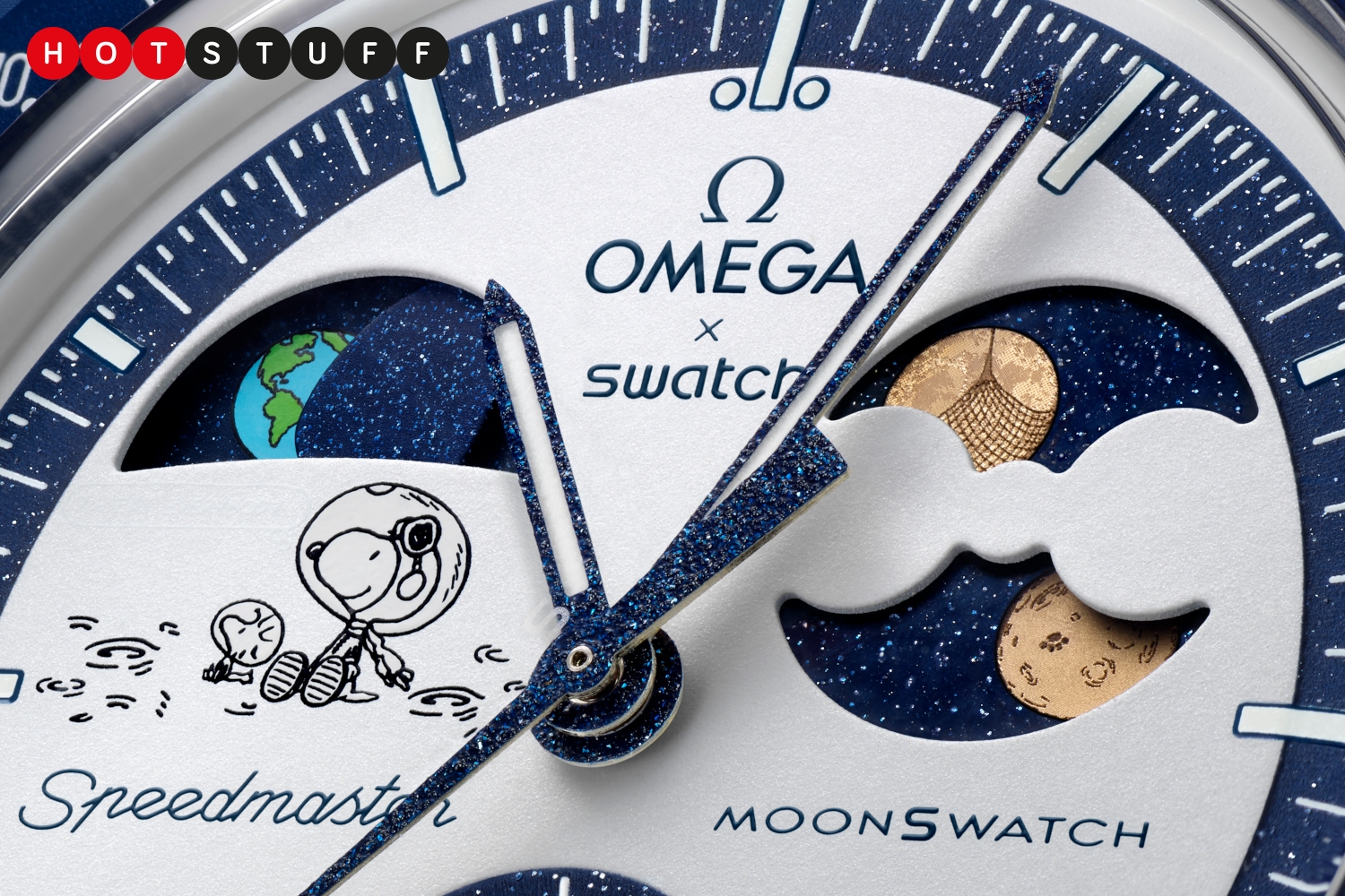 The new Snoopy MoonSwatch Moonshine Gold hides a neat secret on the dial