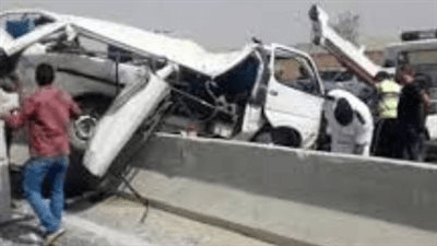 مصرع 5 أشخاص وإصابة آخر في حادث تصادم على الطريق الإقليمي بالمنوفية