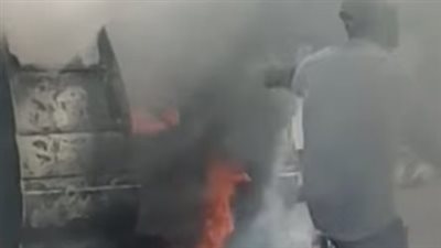 تفحم سيارة ميكروباص في حادث تصادم أعلى محور 26 يوليو.. وسيارات الإسعاف تنقل الضحايا