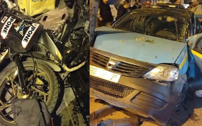 اصطدام مزدوج لسيارة بطاكسي ودراجة غلوفو يخلف قتيلا وإصابات في طنجة