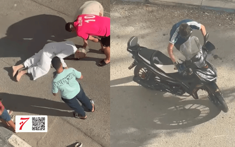 بالصوت والصورة.. فرار سائق دراجة بعد صدم عجوز