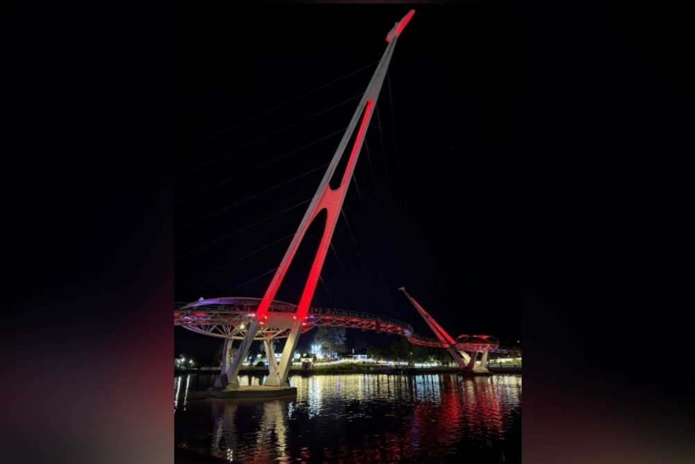 Darul Hana Bridge gets illuminated as part of campaign out to raise awareness of thalassaemia