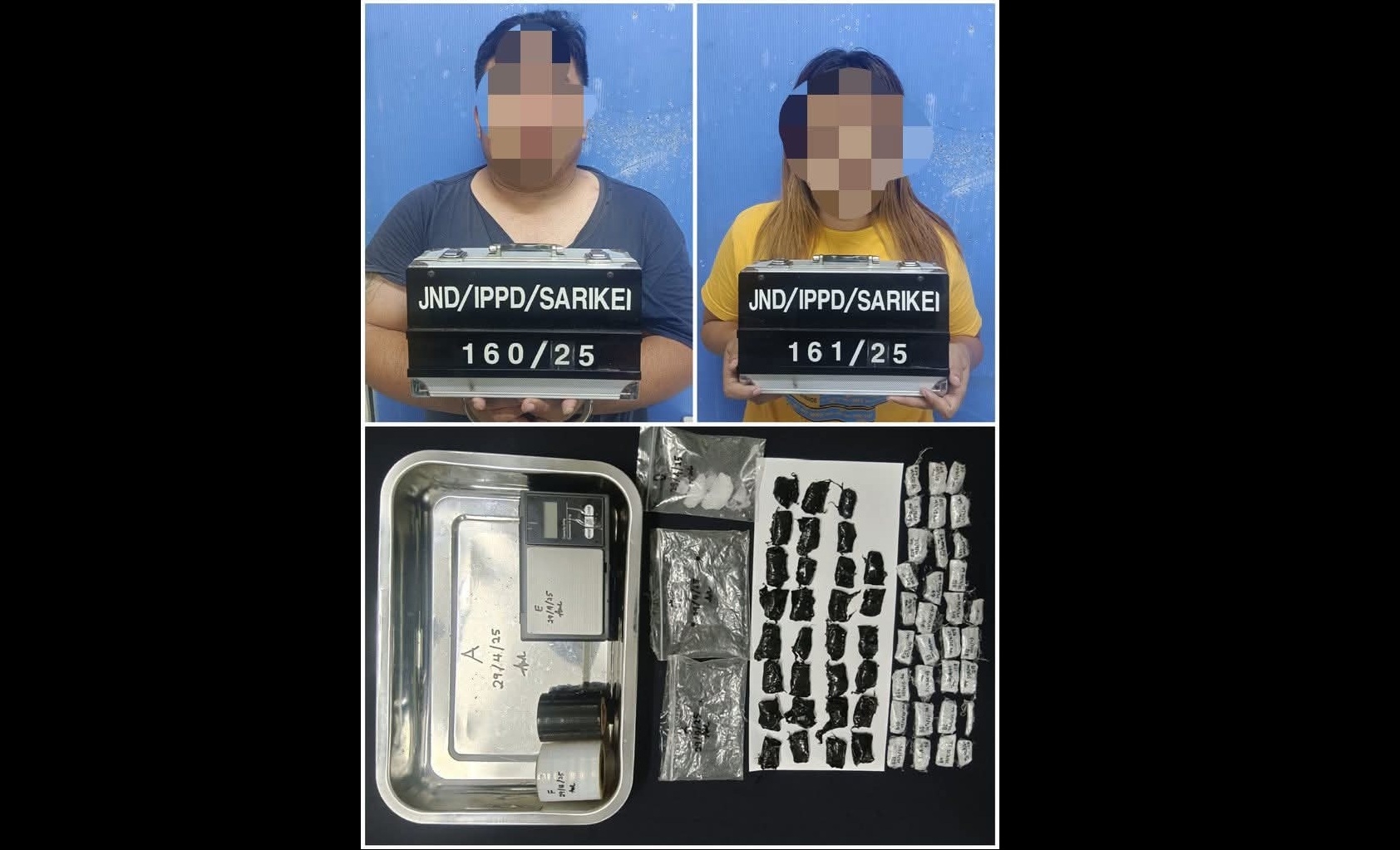 Sarikei cops nab friends for drug trafficking after RM9,000 meth found on living room table