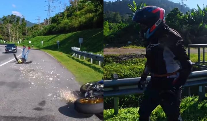 [Watch] Three Riders Go Down On Karak Highway, No Casualties