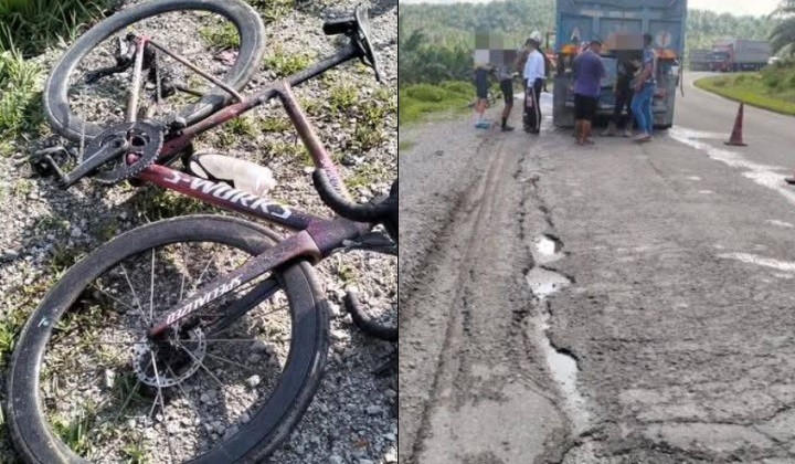 [Watch] Singaporean Cyclist Dies In Johor After Pothole Fall Leads to Trailer Collision