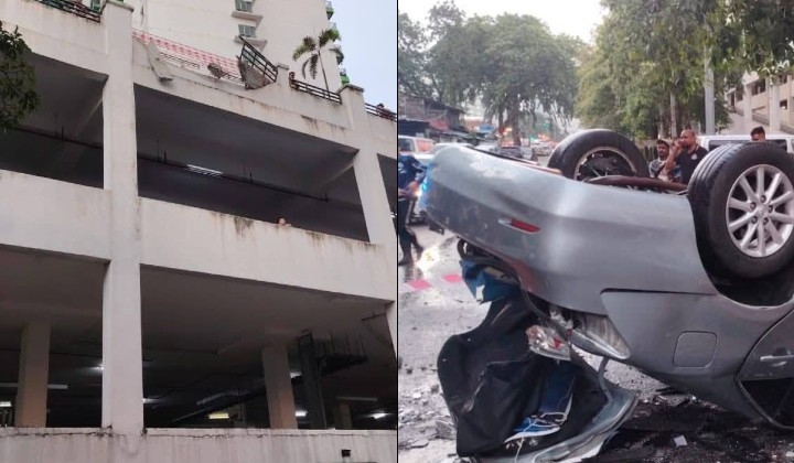 [Watch] Car Crashes Through Wall Of Building In Old Klang Road, Plunges From Third Floor