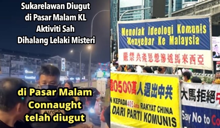[Watch] Activists Threatened At KL Night Market While Conducting Anti-Communist Activities