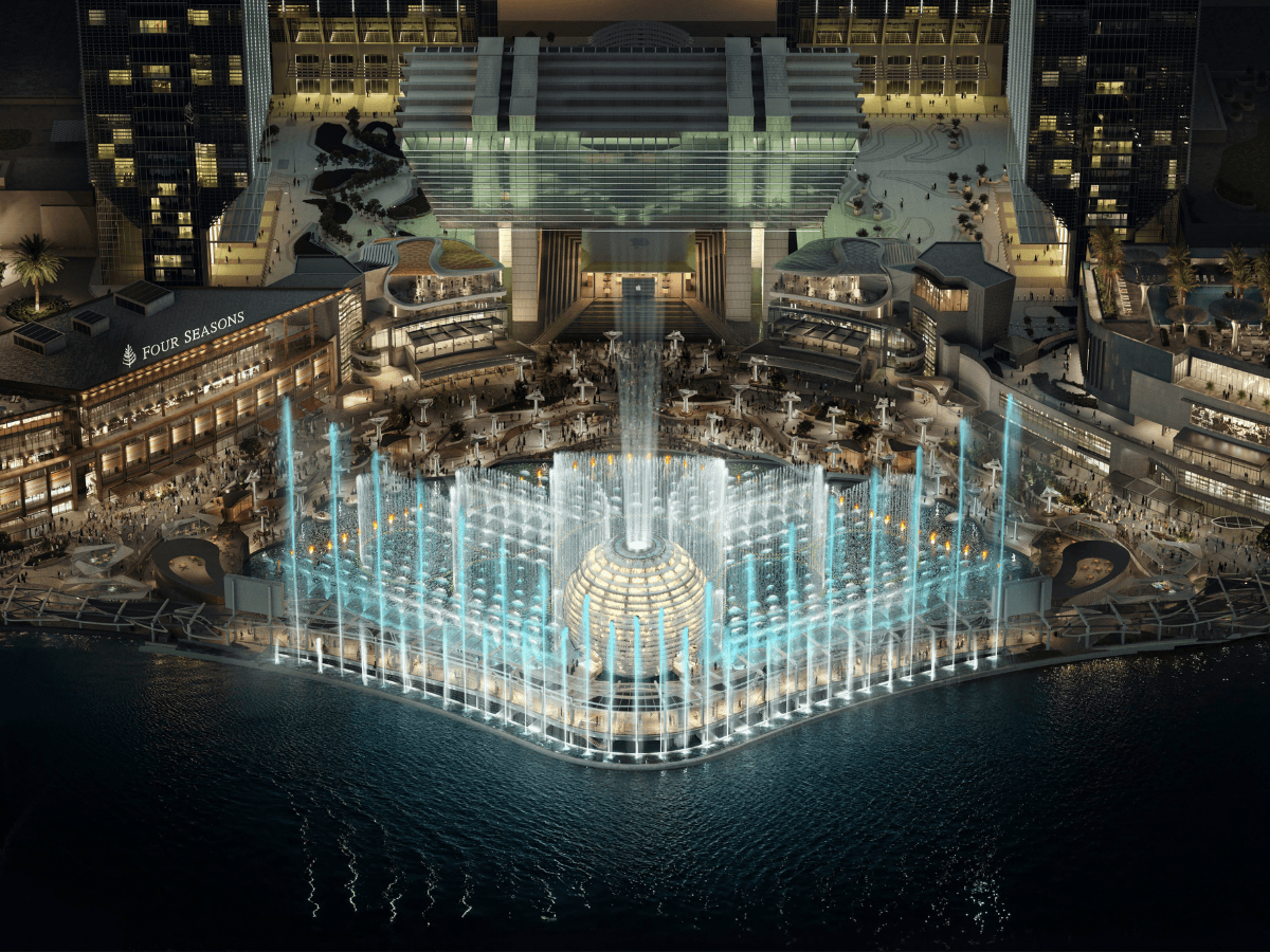 An AI-powered fountain and glowing orb are coming to an Abu Dhabi waterfront
