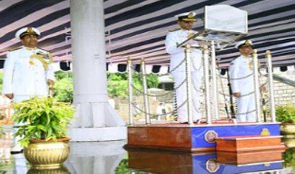 186 Cadets take 'Antim pag' (Final step) during Passing Out Parade at Indian Naval Academy Ezhimala