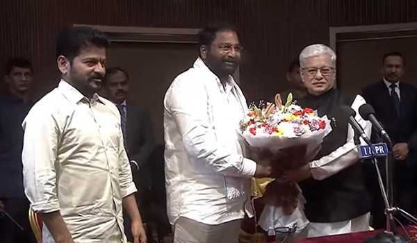 Three new Ministers sworn in at Raj Bhavan in the presence of CM Reddy