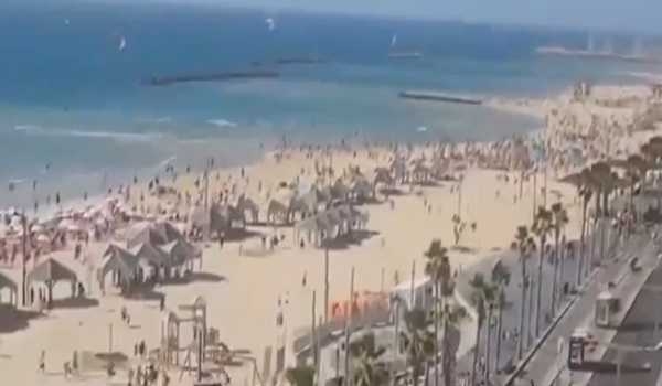Air raid sirens sound in Tel Aviv, Israel repelling Iran's attack