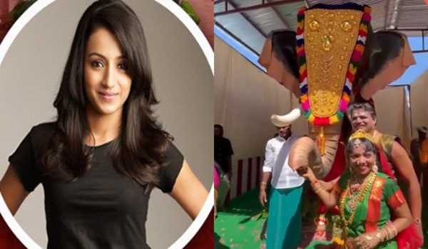 Actress Trisha Krishnan gifts realistic mechanical elephant to temples in Aruppukottai
