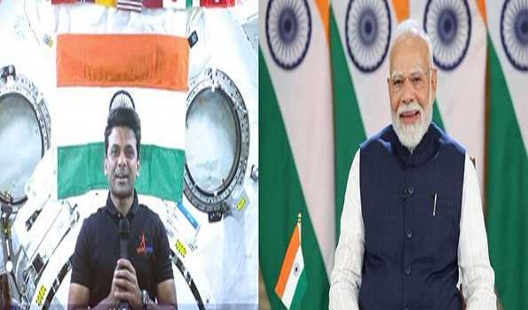PM interacts with Group Captain Shubhanshu Shukla, who is aboard ISS