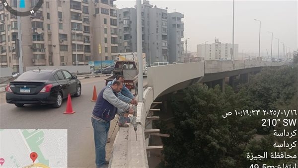 تدعيم مطلع الدائري في المنصورية بأسوار خرسانية بعد سرقة "الحديدية"