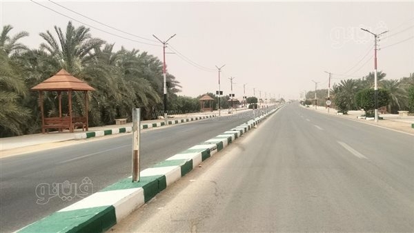 بسبب العاصفة الترابية، شوارع الوادي الجديد خالية من المارة والمركبات