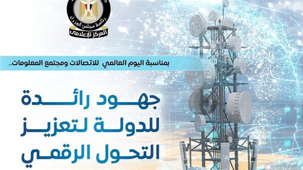 في اليوم العالمي للاتصالات.. أبرز جهود الدولة لدعم التحول الرقمي.. مصر ضمن أفضل 12 دولة أداءً بمؤشر "الأمن السيبراني العالمي".. طفرة غير مسبوقة في سرعة الإنترنت.. منصة "مصر الرقمية" تخدم 9 ملايين
