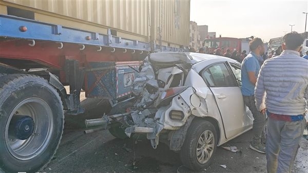 حادث دائري المنيب، مصرع شخص وإصابة 15 آخرين وتفحم سيارة بالكامل