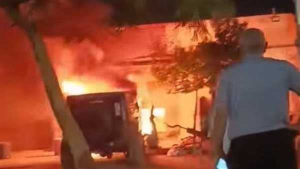 حريق في ورشة تقطيع رخام يلتهم سيارة بسوهاج