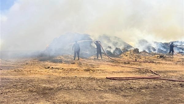 9 سيارات إطفاء لإخماد حريق مصنع كتان في زفتى بالغربية