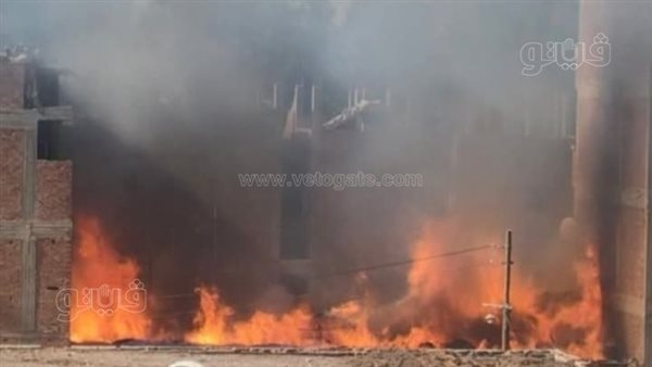 حريق هائل يلتهم مزرعة ماشية بميت غزال في الغربية