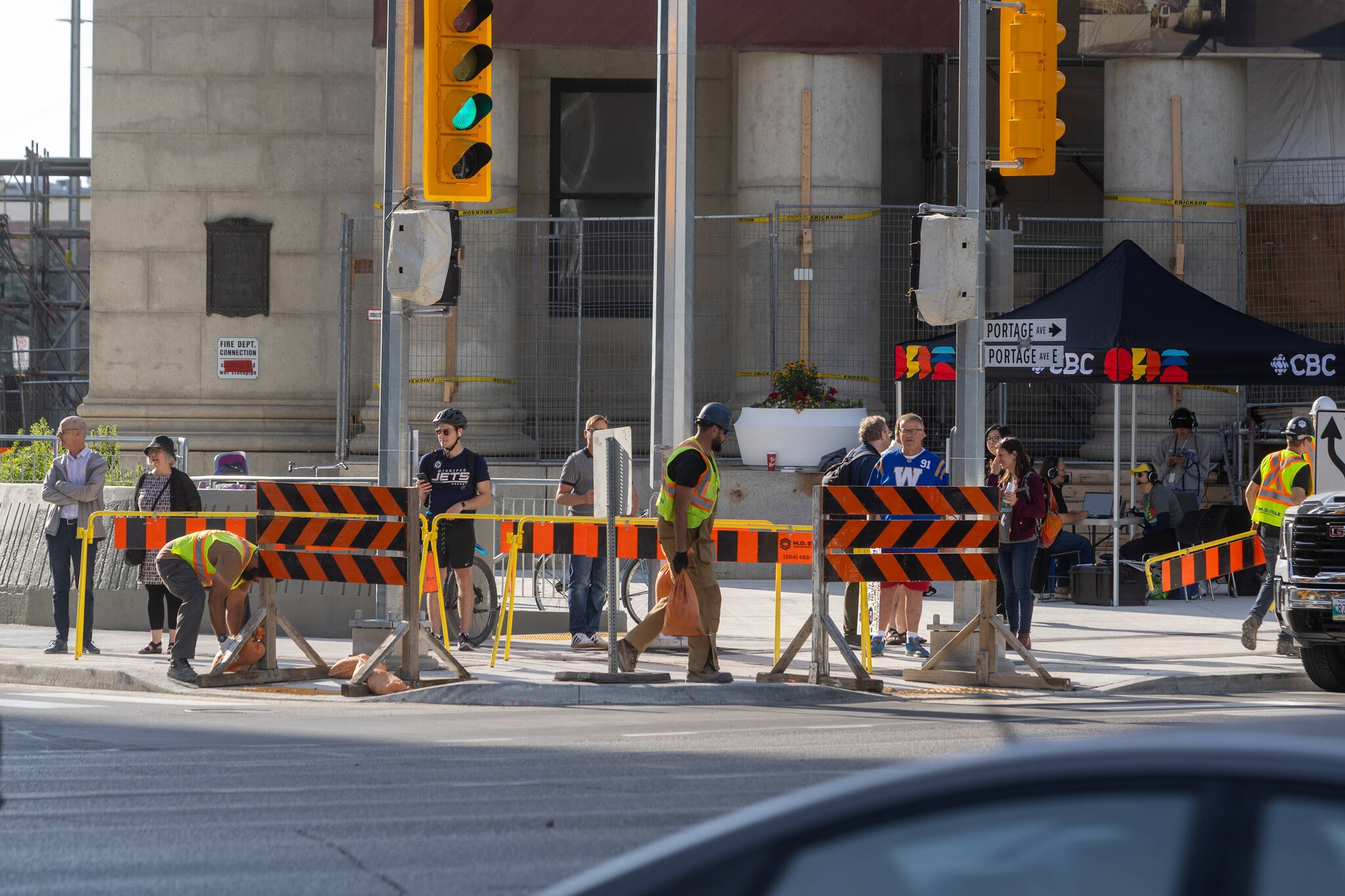 ‘Felt great, but also unremarkable:' pedestrians cross Portage and Main as city preps for official opening