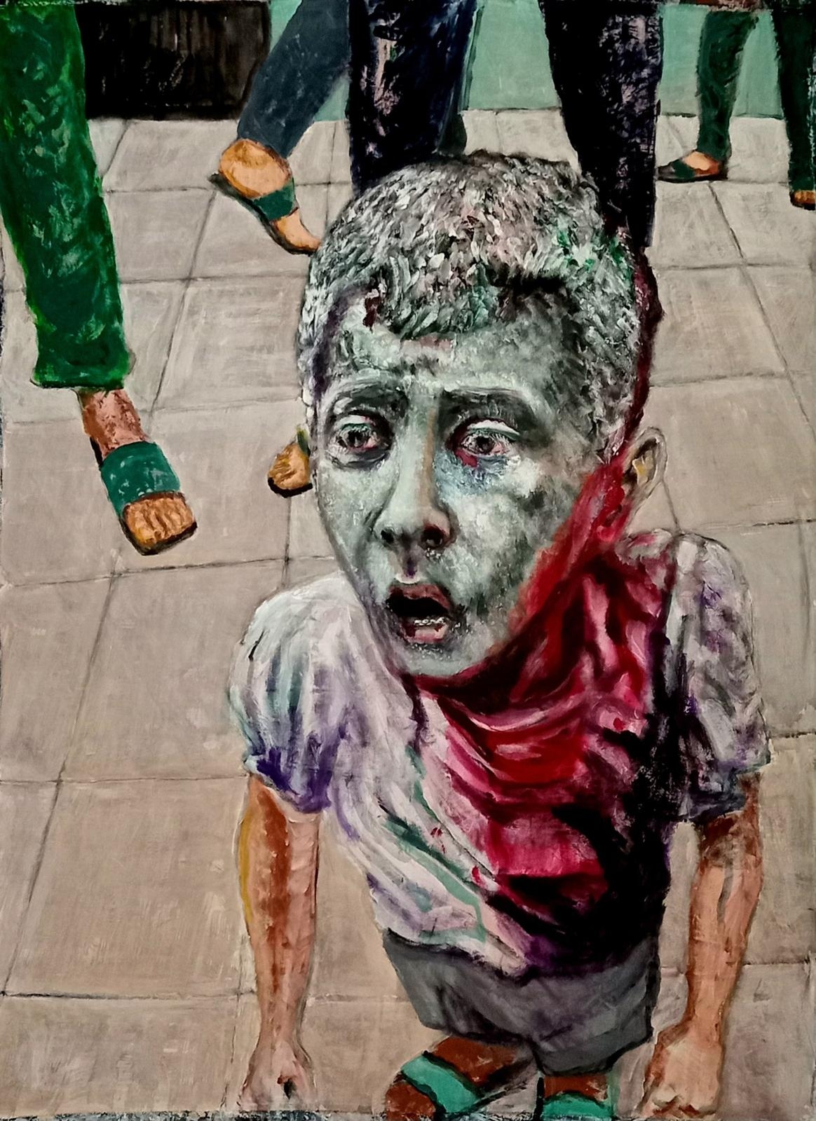 لوحة 'الحزن والصبي من غزة' للفنان الأمريكي براين كارلسون